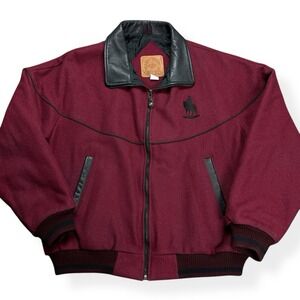 VTG Mid West Garment Co Jacket Mens L Maroon Aztec Western Full Zip Wool Quilted